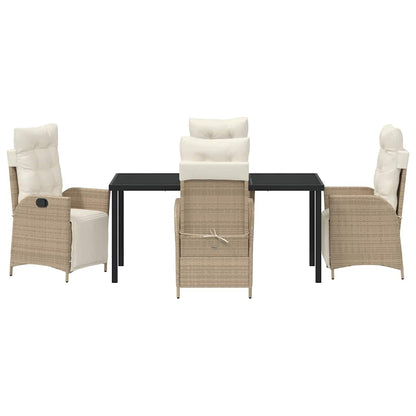 Garden Dining Set 5 pcs Beige Poly Rattan