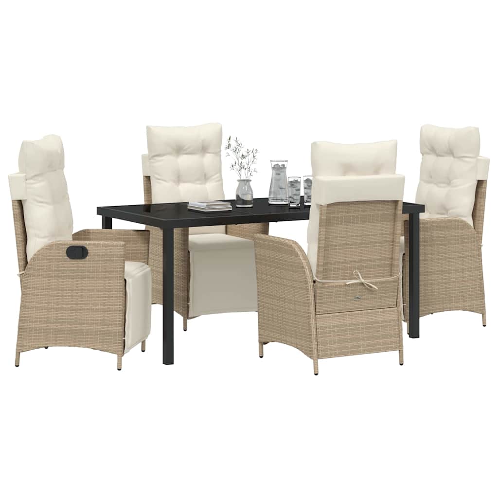 Garden Dining Set 5 pcs Beige Poly Rattan