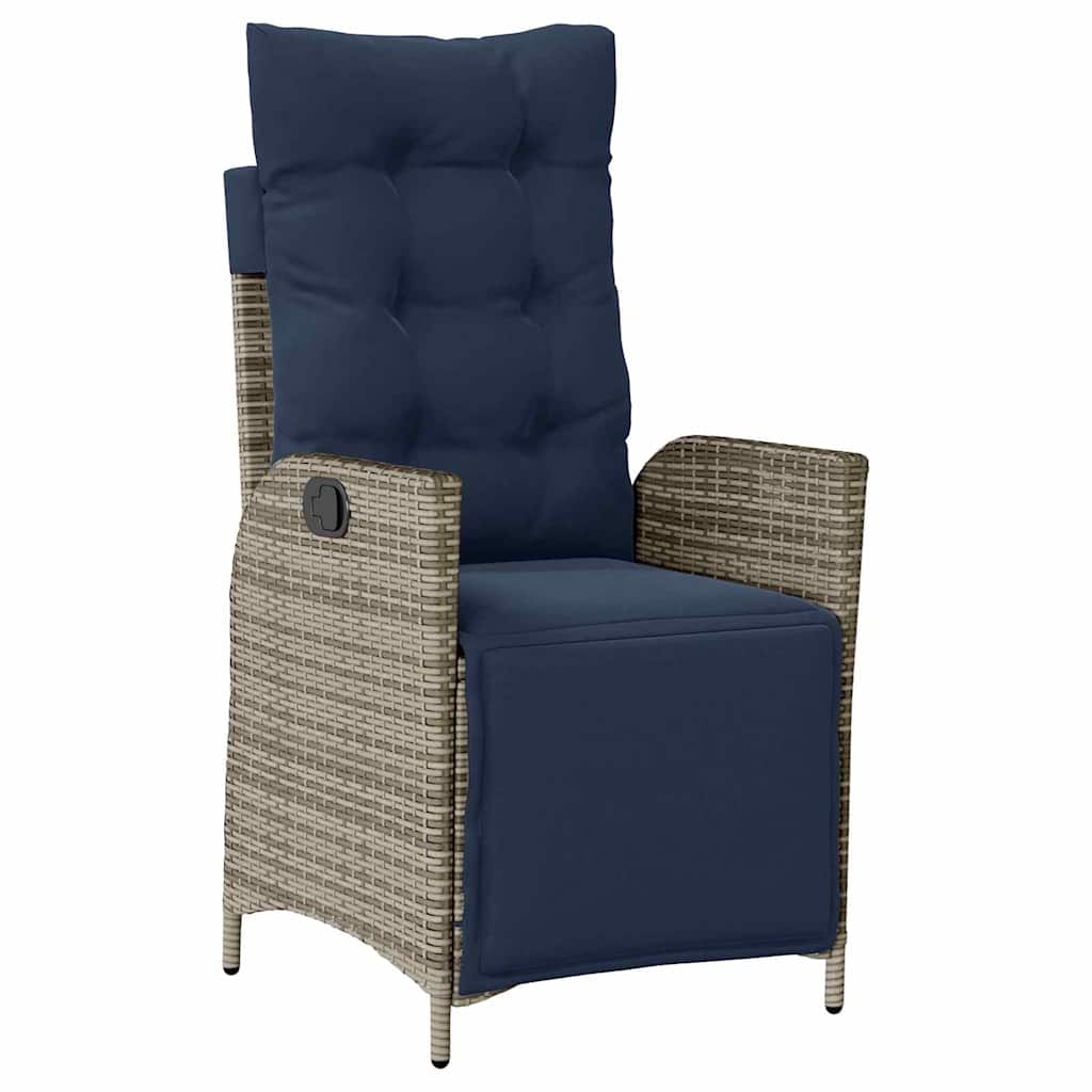 Garden Dining Set with Cushion 3 pcs Grey and Black Rattan