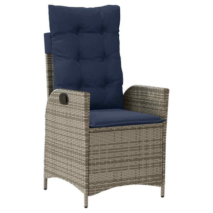 Garden Dining Set with Cushion 5 pcs Grey and Black Rattan