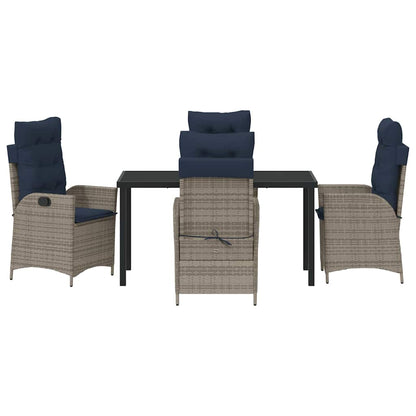 Garden Dining Set with Cushion 5 pcs Grey and Black Rattan