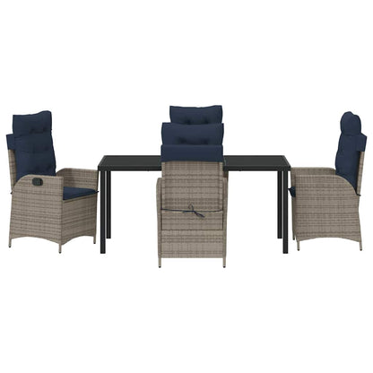 Garden Dining Set with Cushion 5 pcs Grey and Black Rattan
