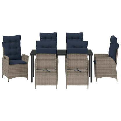 Garden Dining Set with Cushion 7 pcs Grey and Black Rattan