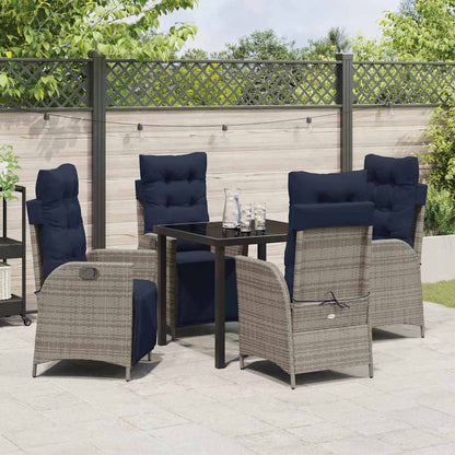 Garden Dining Set with Cushion 5 pcs Grey and Black Rattan