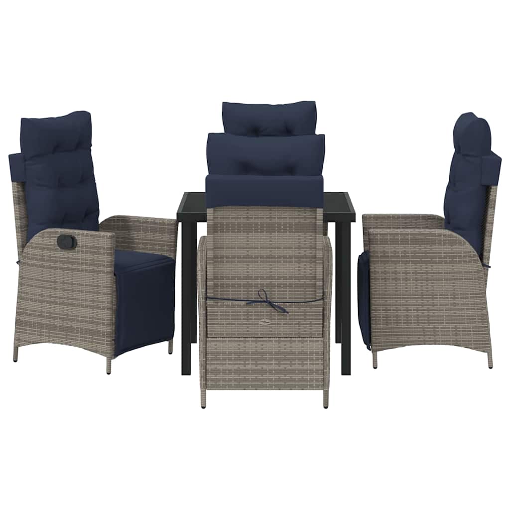 Garden Dining Set with Cushion 5 pcs Grey and Black Rattan