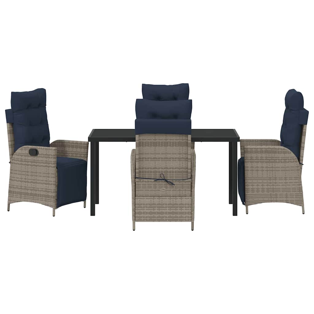 Garden Dining Set with Cushion 5 pcs Grey and Black Rattan