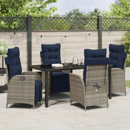 Garden Dining Set with Cushion 5 pcs Grey and Black Rattan
