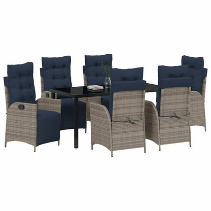 Garden Dining Set with Cushion 7 pcs Grey and Black Rattan