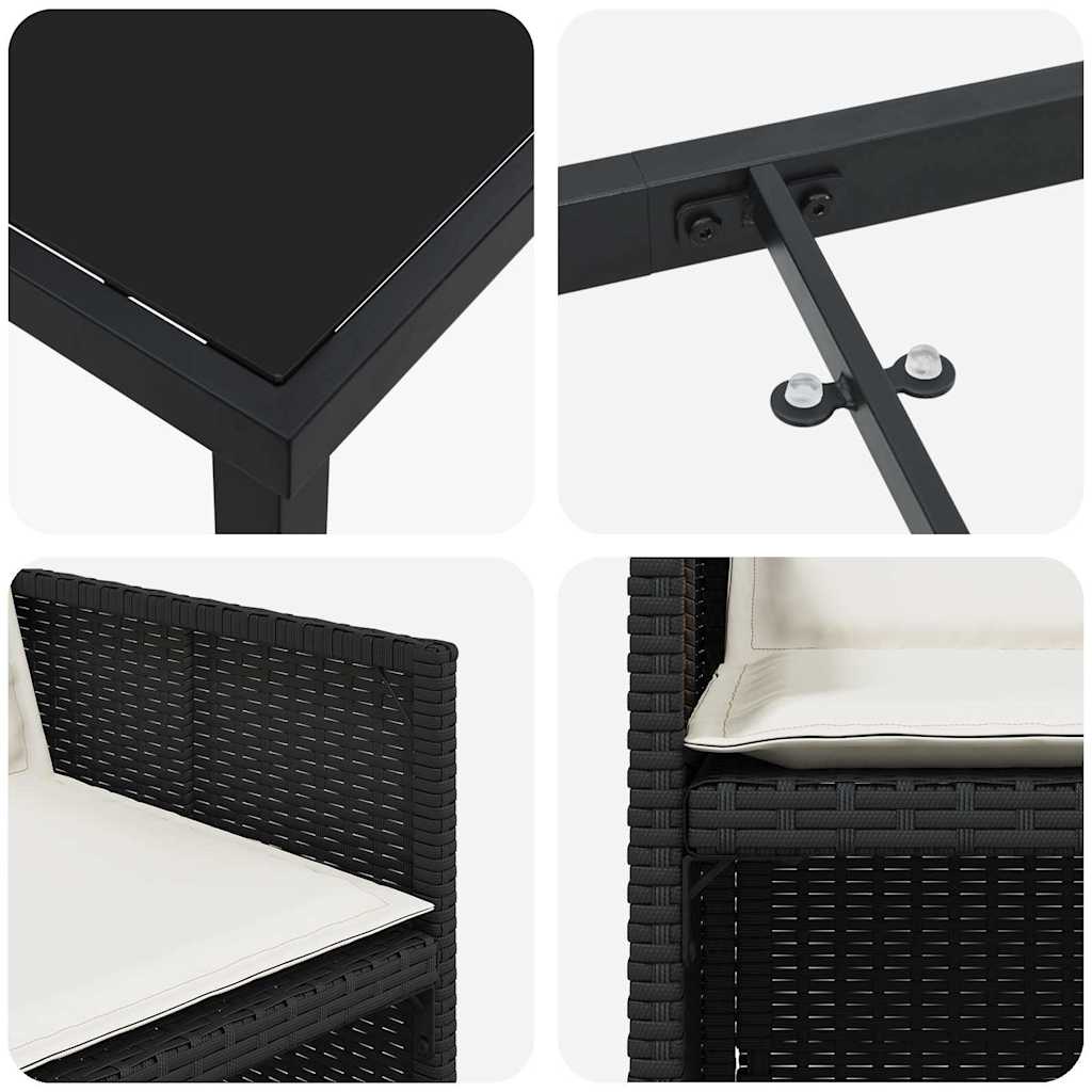 Garden Dining Set 9 pcs Black Poly Rattan