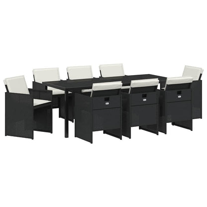 Garden Dining Set 9 pcs Black Poly Rattan