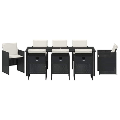 Garden Dining Set 9 pcs Black Poly Rattan
