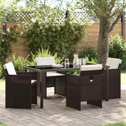 Garden Dining Set 5 pcs Brown Poly Rattan
