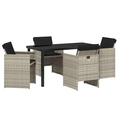 Garden Dining Set 5 pcs Light Grey Poly Rattan