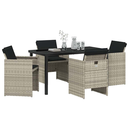 Garden Dining Set 5 pcs Light Grey Poly Rattan