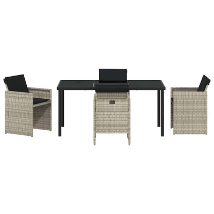Garden Dining Set 5 pcs Light Grey Poly Rattan