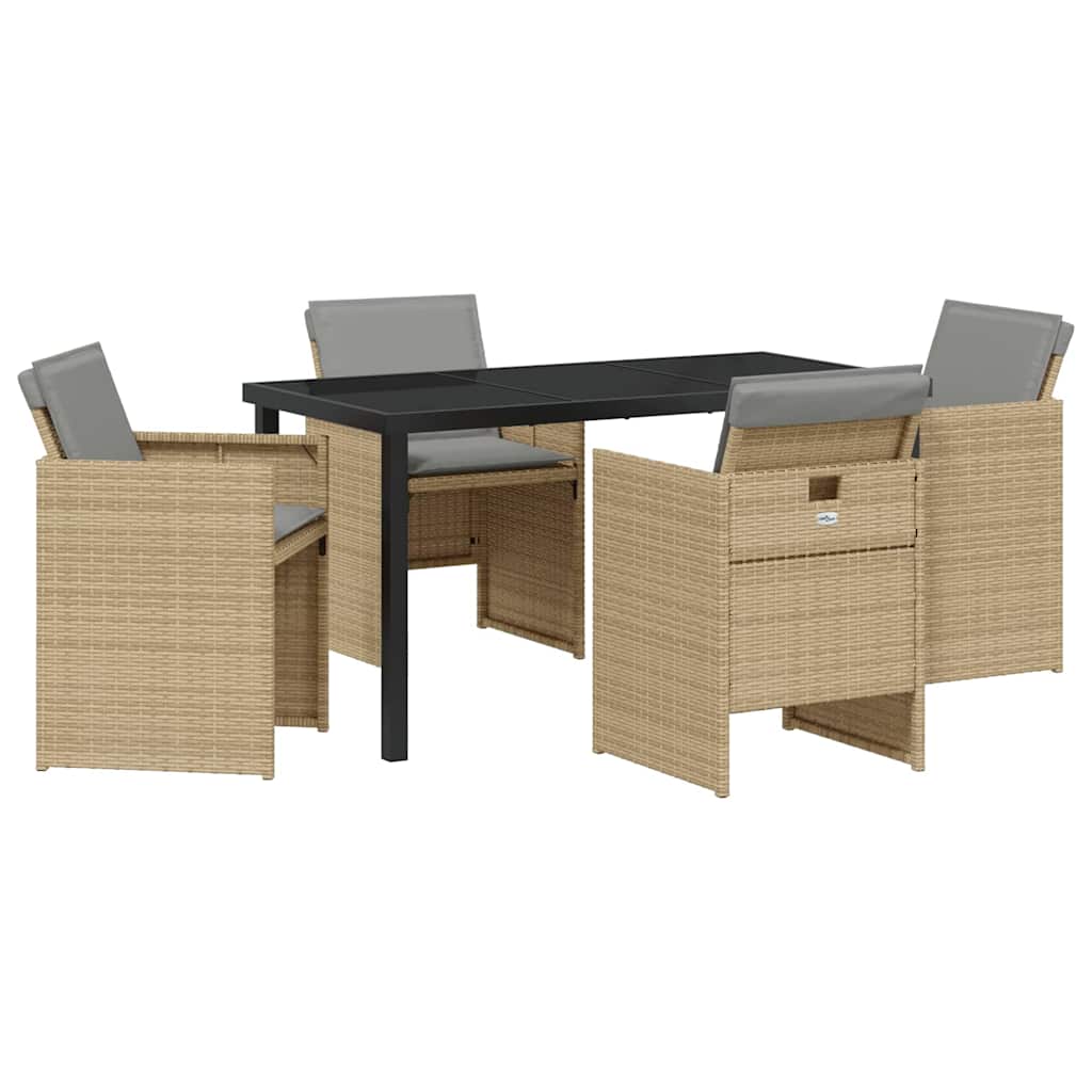 Garden Dining Set 5 pcs Beige Poly Rattan