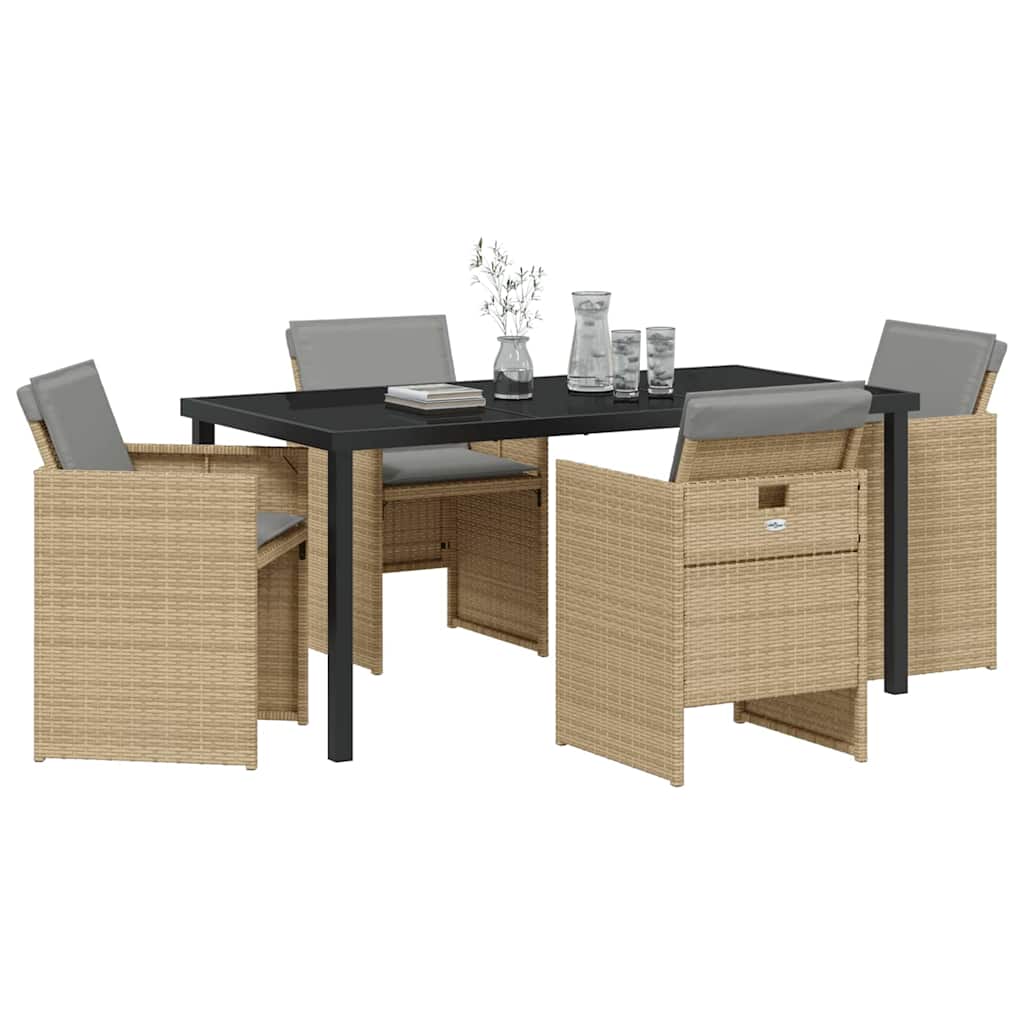 Garden Dining Set 5 pcs Beige Poly Rattan