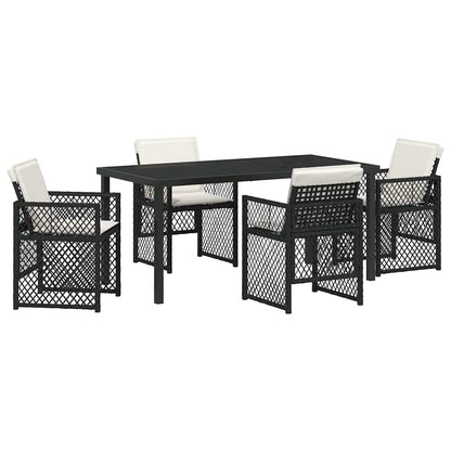 Garden Dining Set 5 pcs Black Poly Rattan
