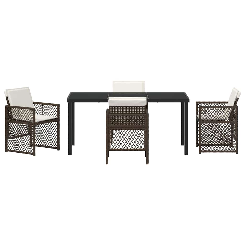 Garden Dining Set 5 pcs Brown Poly Rattan