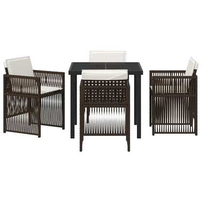 Garden Dining Set 5 pcs Brown Powder-Coated Steel