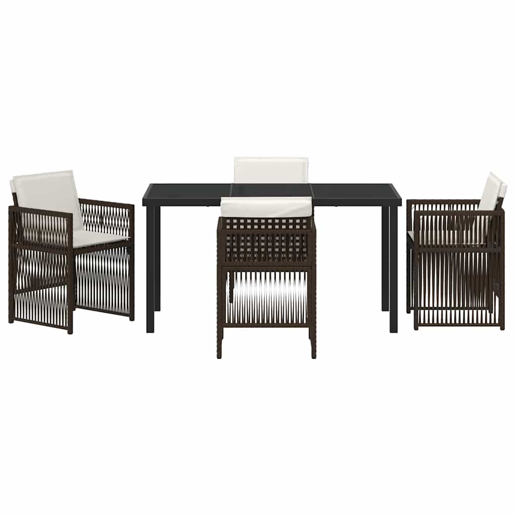 Garden Dining Set 5 pcs Brown Powder-Coated Steel