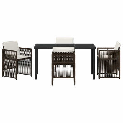 Garden Dining Set 5 pcs Brown Powder-Coated Steel