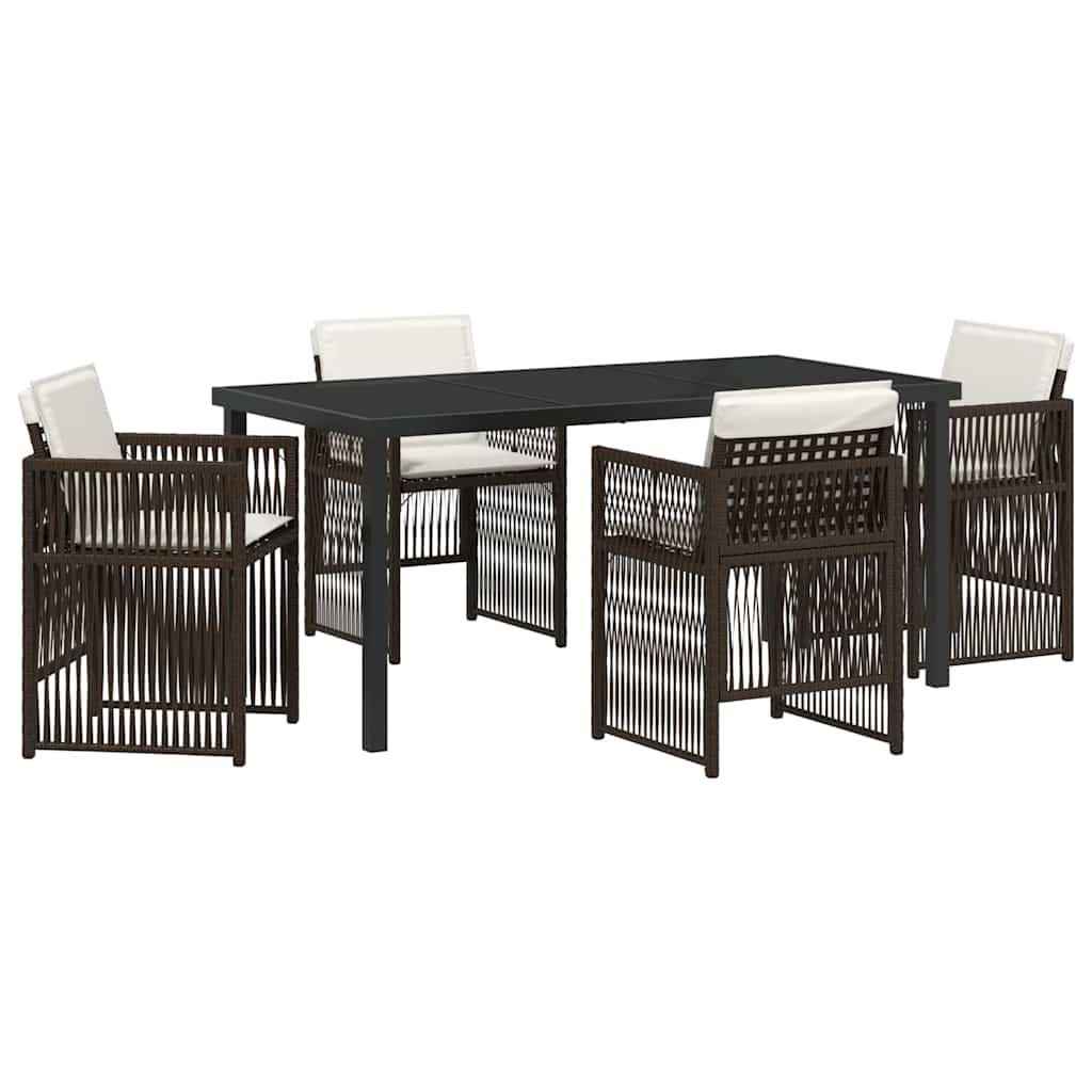 Garden Dining Set 5 pcs Brown Powder-Coated Steel