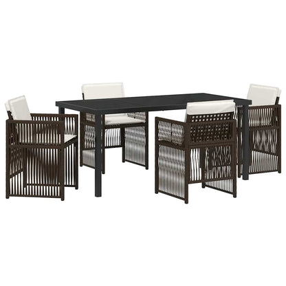 Garden Dining Set 5 pcs Brown Powder-Coated Steel