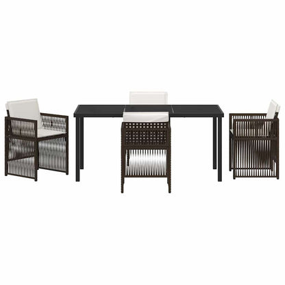 Garden Dining Set 5 pcs Brown Powder-Coated Steel