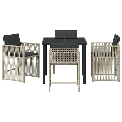 Garden Dining Set 5 pcs Light Grey Powder-Coated Steel