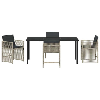Garden Dining Set 5 pcs Light Grey Powder-Coated Steel