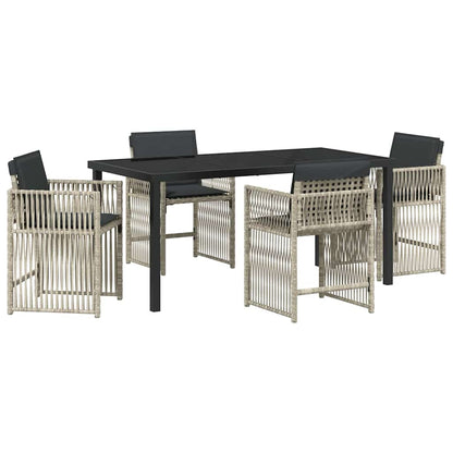 Garden Dining Set 5 pcs Light Grey Powder-Coated Steel