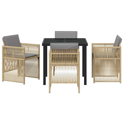 Garden Dining Set 5 pcs Beige Powder-Coated Steel