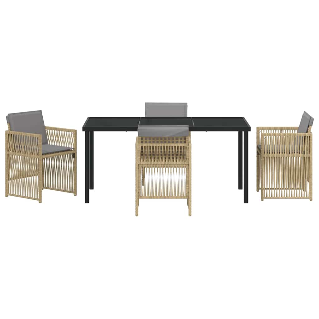 Garden Dining Set 5 pcs Beige Powder-Coated Steel