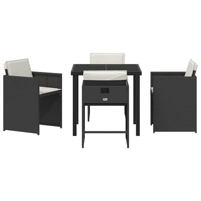 Garden Dining Set 5 pcs Black Poly Rattan