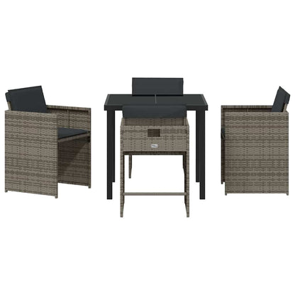 Garden Dining Set 5 pcs Grey Poly Rattan