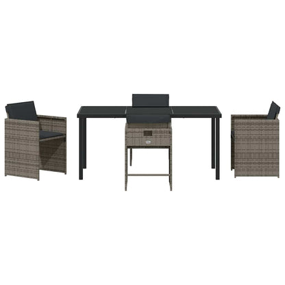 Garden Dining Set 5 pcs Grey Poly Rattan
