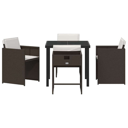 Garden Dining Set 5 pcs Brown Poly Rattan