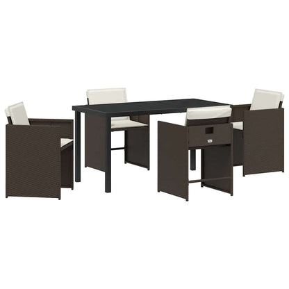 Garden Dining Set 5 pcs Brown Poly Rattan