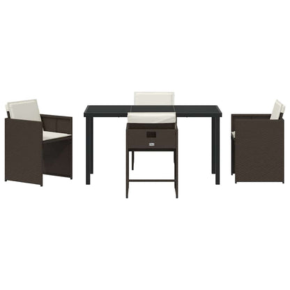 Garden Dining Set 5 pcs Brown Poly Rattan