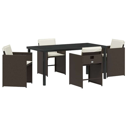 Garden Dining Set 5 pcs Brown Poly Rattan