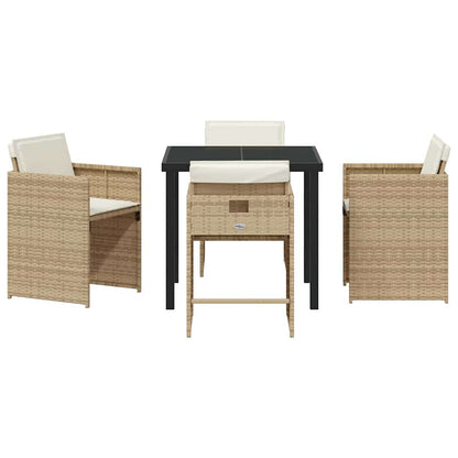 Garden Dining Set 5 pcs Beige Poly Rattan
