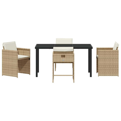 Garden Dining Set 5 pcs Beige Poly Rattan