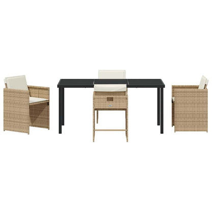 Garden Dining Set 5 pcs Beige Poly Rattan