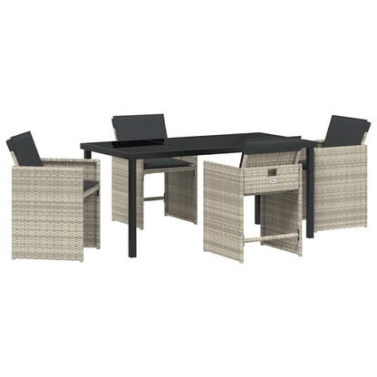 Garden Dining Set 5 pcs Light Grey Poly Rattan