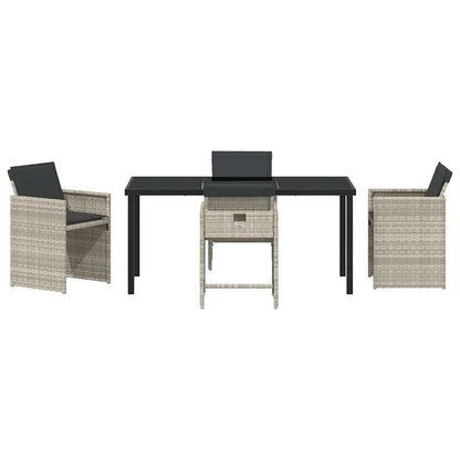 Garden Dining Set 5 pcs Light Grey Poly Rattan