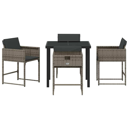 Garden Dining Set 5 pcs Grey Poly Rattan