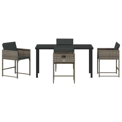 Garden Dining Set 5 pcs Grey Poly Rattan