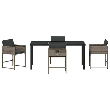 Garden Dining Set 5 pcs Grey Poly Rattan