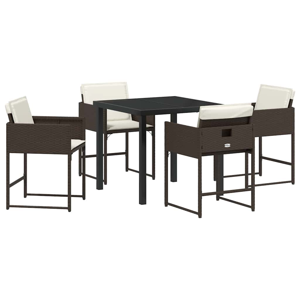 Garden Dining Set 5 pcs Brown Poly Rattan